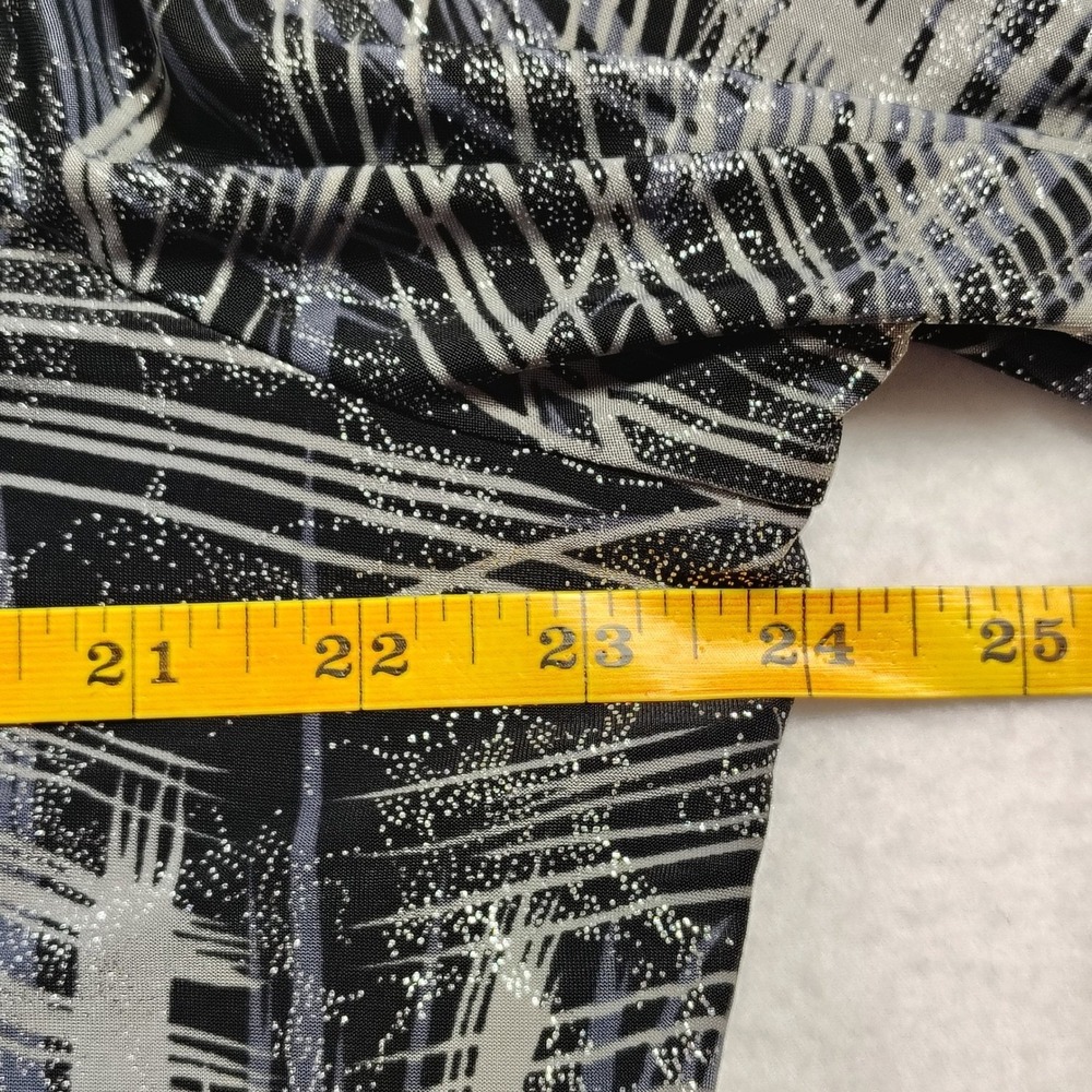 Cathy Womens XL Black Silver‎ Glitter Abstract Split Neck Long Sleeve Knit Top - Picture 7 of 9